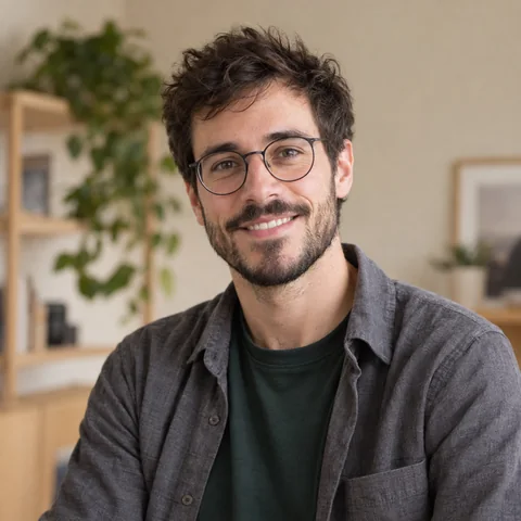 Daniel, cofundador de Tribu Mueve, sonríe en un espacio con luz natural.